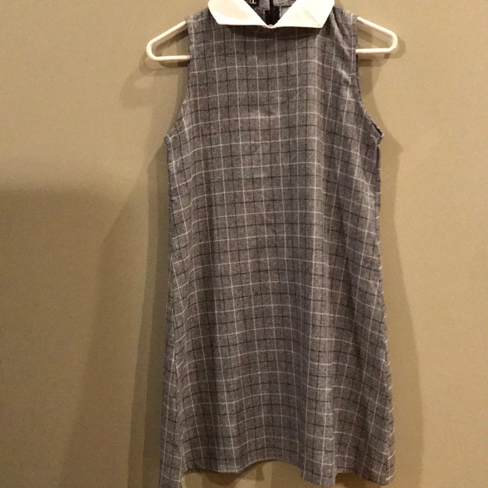 Plaid baby doll dress with collar